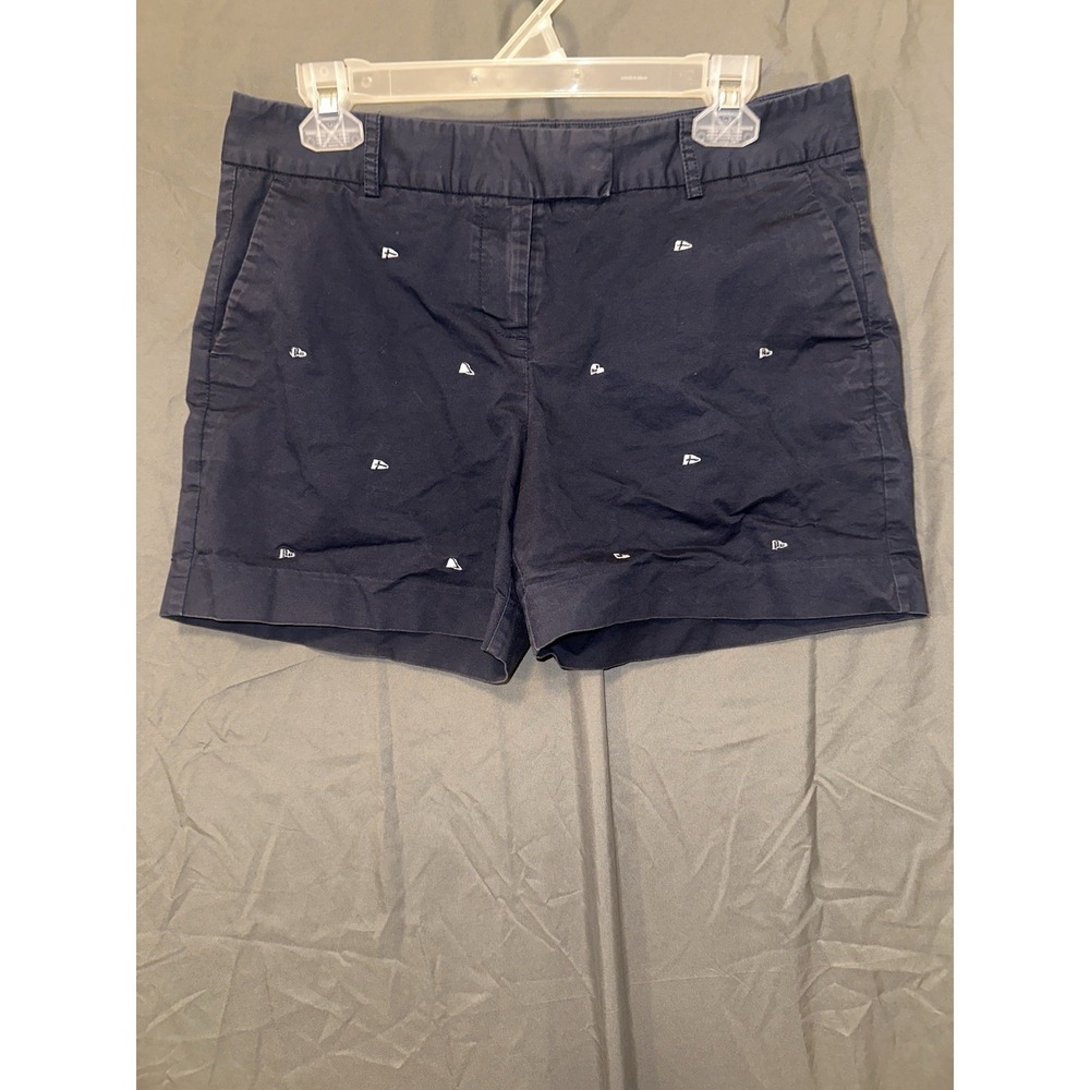 Nautica - Women's Tailored Stretch Cotton Navy Sailboat Patterned Shorts Size 10